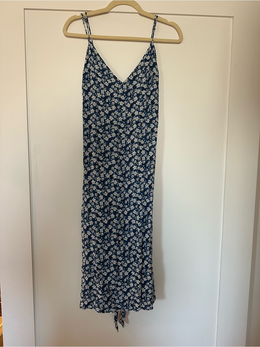 Reformation Navy and White Floral Maxi Slip Dress